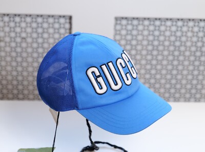 GUCCI メッシュキャップ Gucci Blue Logo-Embroidered Mesh Baseball Cap (Size L) RRP $460 | eBay
