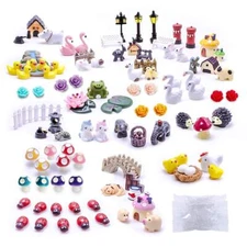 100 Pcs Fairy Garden Accessories, Mini Resin Animals, Miniature Figurines, Micro