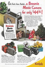 1951 Print Sales AD Advertisement Art KODAK Brownie Movie Film Camera Christmas