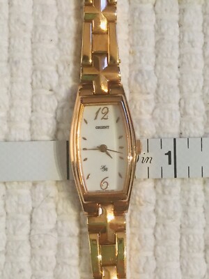 ORIENT Japan Ladies Gold Pink Rose Rectagular Stainless Steel