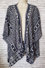 Lovesick Womens 0/1 L/XL Kimono Blue Paisley Bandana Print Asymmetrical Hem
