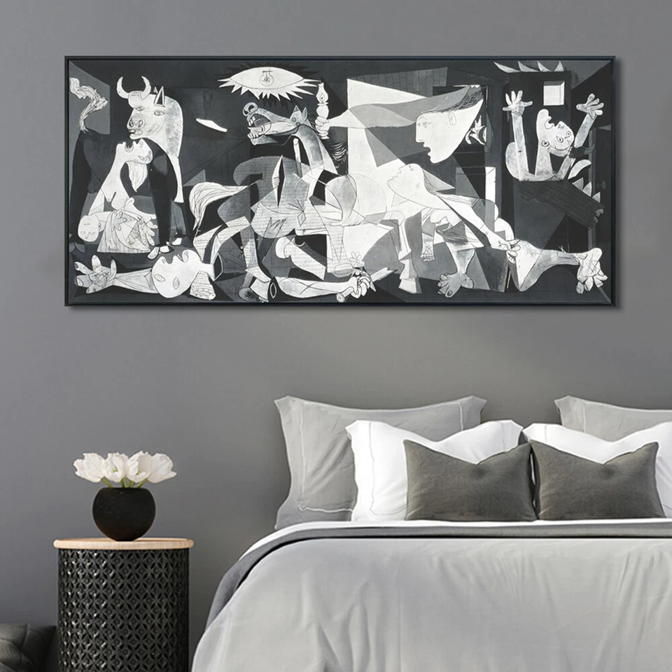 Arte enmarcado extra grande Guernica por Pablo Picasso arte de pared decoración del hogar 26"x60" Foto 3 de 4