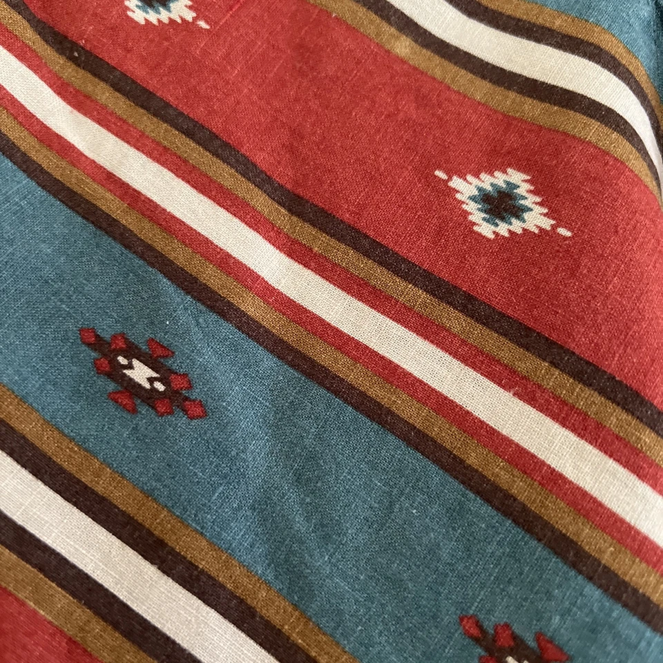 Poncho Ryan Michael Mezcla de Lino Rodeo Azteca Geométrico Estampado Occidental S/M Foto 4 de 4