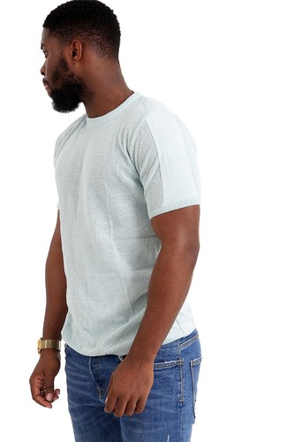 Mens Mint Regular Fit Net Jumper Crew 