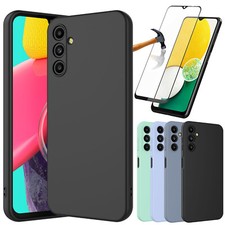 For Samsung Galaxy A03S/A13/A14/A54 5G Silicone Phone Case Cover Tempered Glass