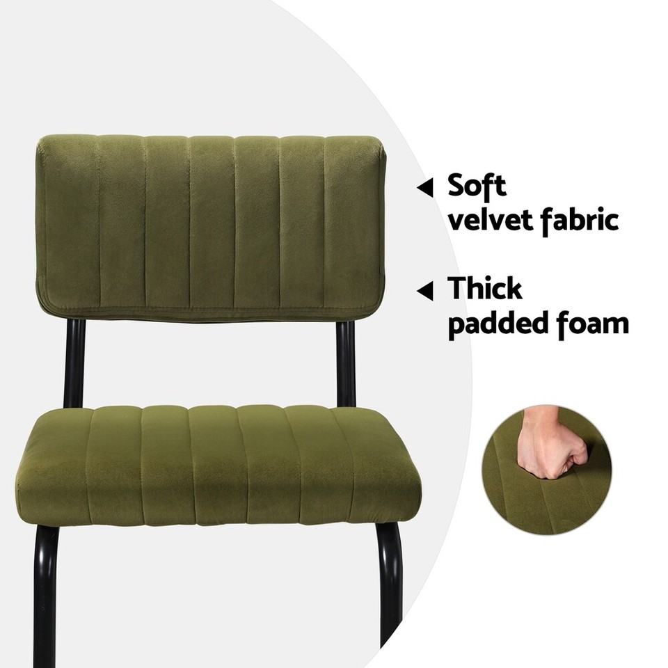 Artiss 2x Bar Stools Velvet Chairs Green eBay