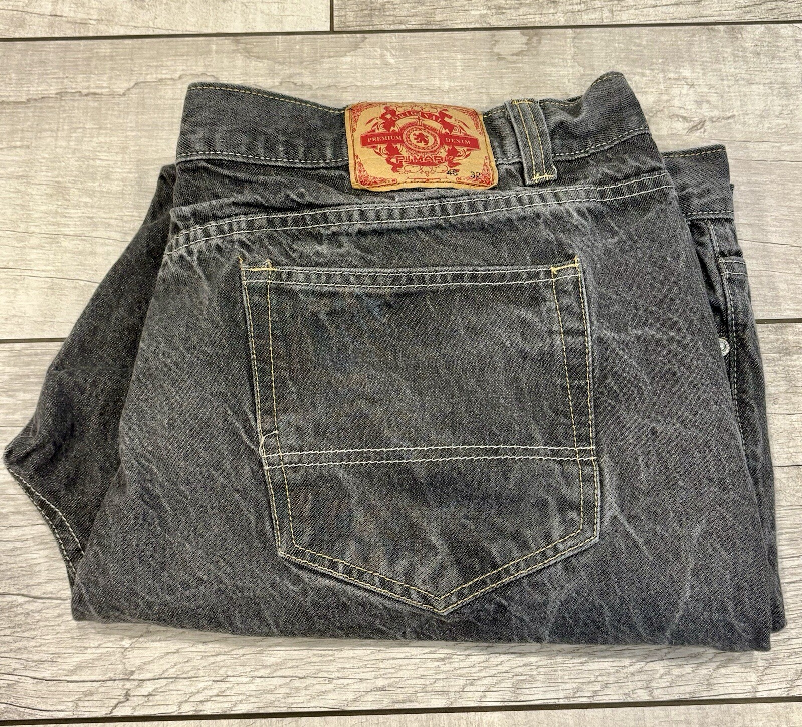 PJ Mark Jeans Mens 42x30 Black Straight Wide Leg Baggy Skater Grunge Hip Hop Y2K