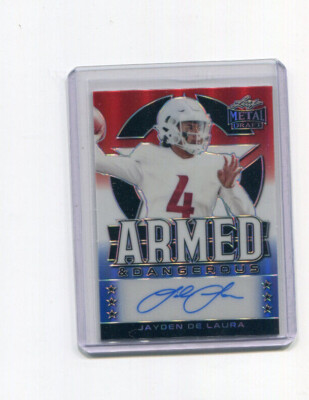 2022 Leaf Metal Draft Red White Blue Armed Dangerous Jayden De Laura RC Auto /10