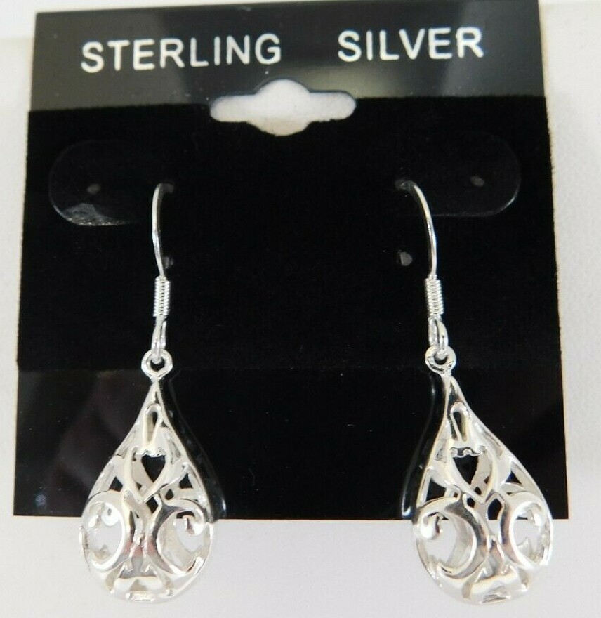 925 Sterling Silver Filigree Dangle Earrings CM00077 | eBay