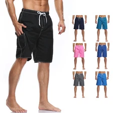 Men's 3 Pocket Cargo Swim Trunks Swimming Shorts Suit Beach Surf Board Swimwear