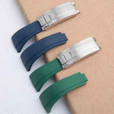 Fits For Rolex Submariner 41mm Soft FKM Rubber Watch Band Strap 21mm