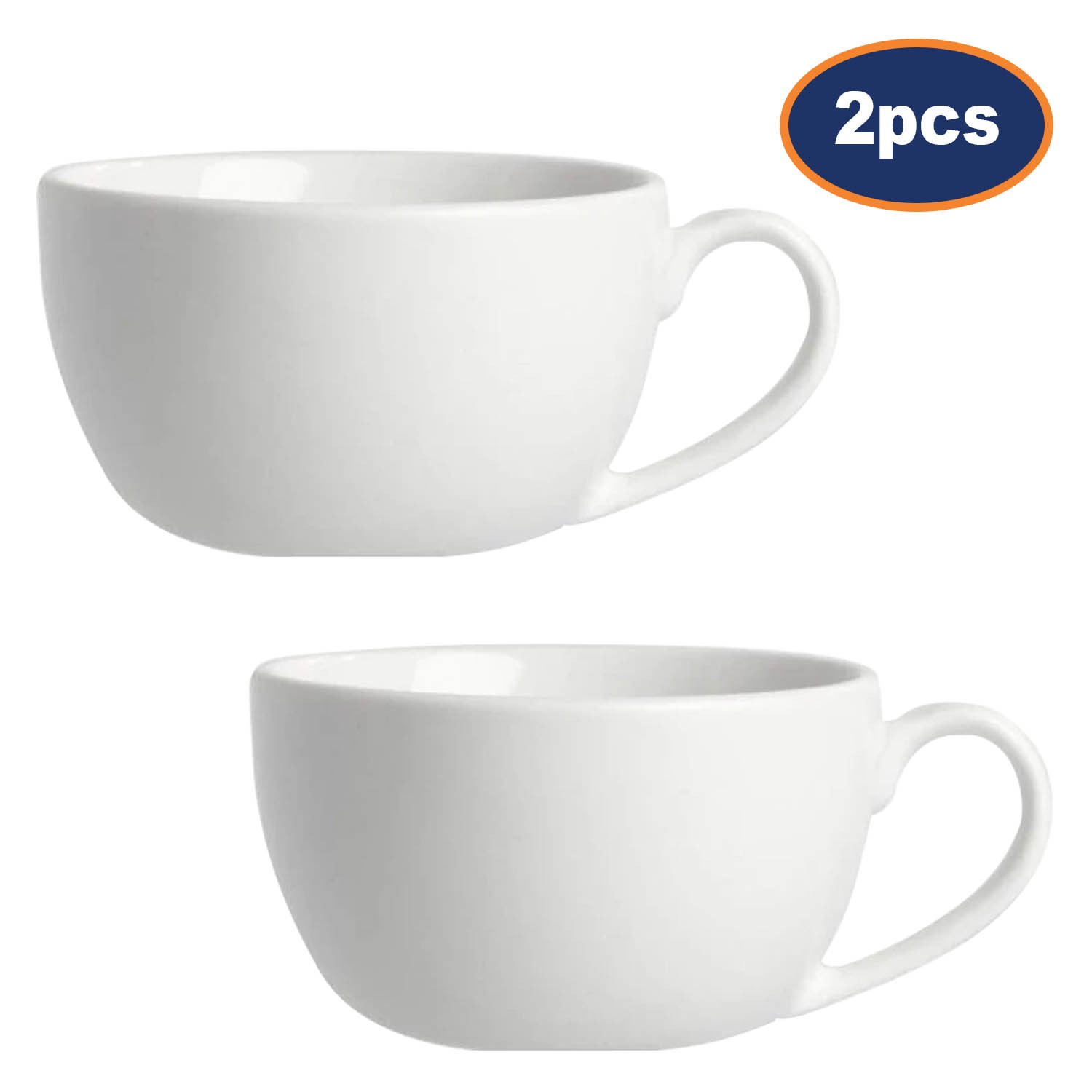 2pc 320ml Round Classic White Porcelain Cappuccino Tea Latte Coffee Drinking Cup