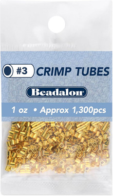 Crimp Tubes, Size #3, Gold Color, 1 Oz, Approx. 1,300 Pc