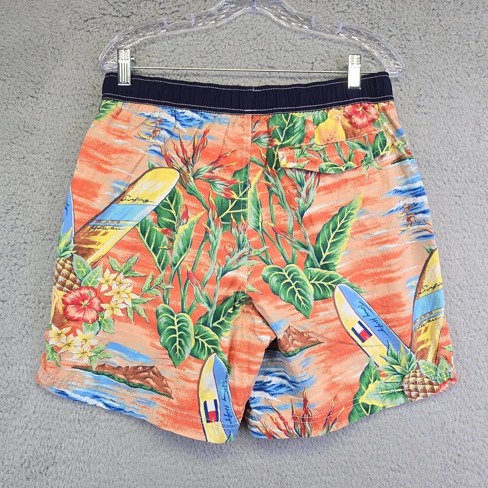 Tommy Hilfiger Swimming Trunks Mens Small Hawaiian Y2K Surf Lined Shorts Vintage - Image 2 of 4