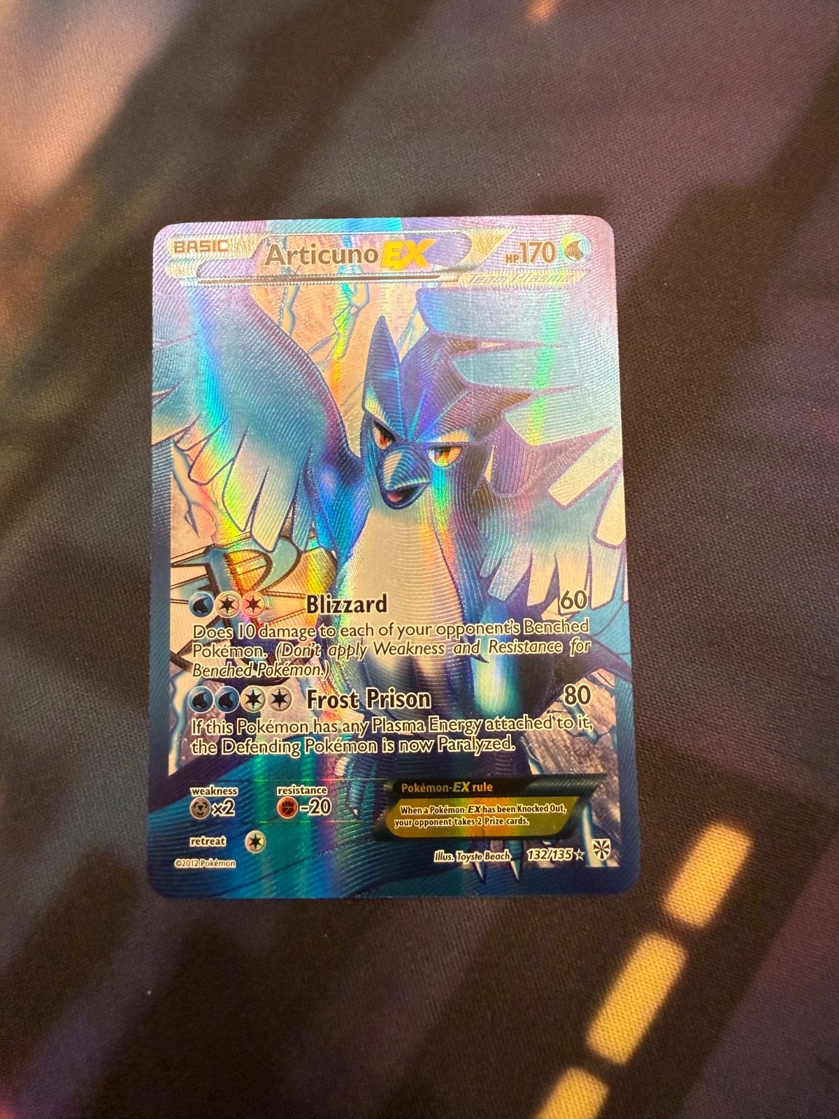 Pokémon TCG Articuno EX Team Plasma Full Art Holo Ultra Rare 132/135 2012