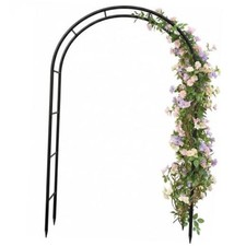 Garden Arch Galvanized Metal Rust-Proof Heavy Duty for Climbing Vines Black