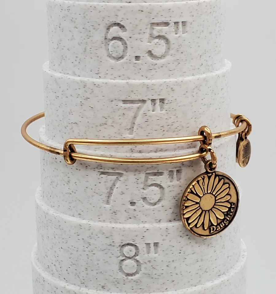 Brazalete Ajustable Alex and Ani Hija Tono Dorado Dijes Margarita 2012 Foto 3 de 4