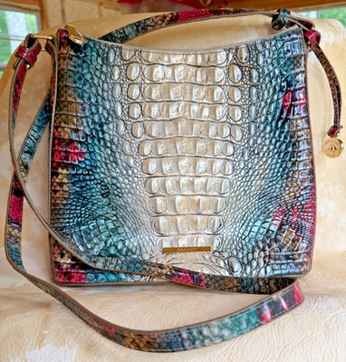 Brahmin Katie Komodo Ombré Croc Embossed Crossbody Purse Leather Gorgeous New!