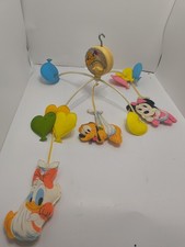 Vintage Walt Disney Baby Crib Mobile WORKS Mickey Mouse Donald Minnie