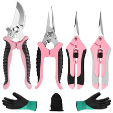 4 Packs Garden Pruning Shears Stainless Steel Blades Handheld Pruners Set wit...