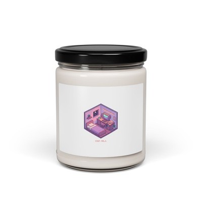 Isometric Pixel Room Candle, Cozy 16 Bit Lofi Pixel Scented Soy 9oz