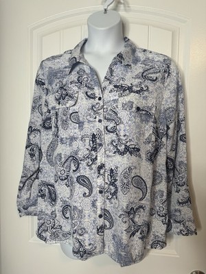 NWOT Notations XL Button Up Roll Tab Sleeve Top