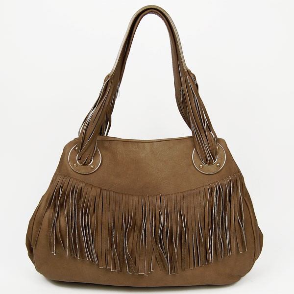 Clearance Sale Aleanto Italian Import Fringe Tote Bag (Nappa Leather) Brown - Image 3
