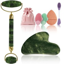 Gua Sha and Face Roller Set 7 in 1 Face Skin Care Tools with Facial Cleansin...