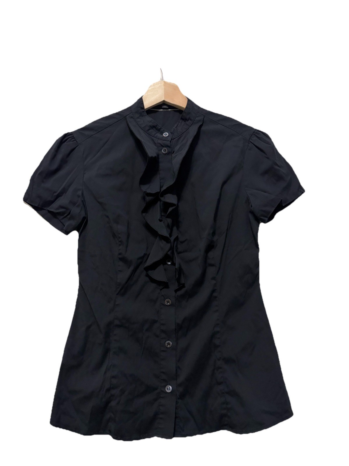 Tabitha Babaton Black Ruffle Collared Button-Up B… - image 1