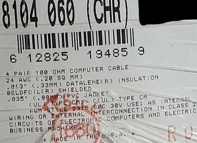 Belden 8104 24/4P Twist Pair Shield 100Ohm Datalene Computer/Control Cable /10ft