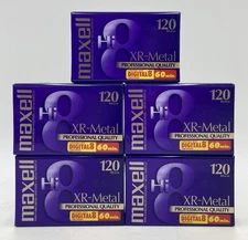 Lot of 5 Maxell XR-Metal 120 Hi8 Digital 8 60 Minute Videocassettes Sealed New