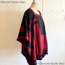 Peruvian Connection Alpaca Knit Poncho Black Red Cape