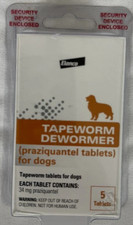 NEW Elanco 34 mg Praziquan Tapeworm Dewormer 5 Count Tablets For Dogs EXP 7/28
