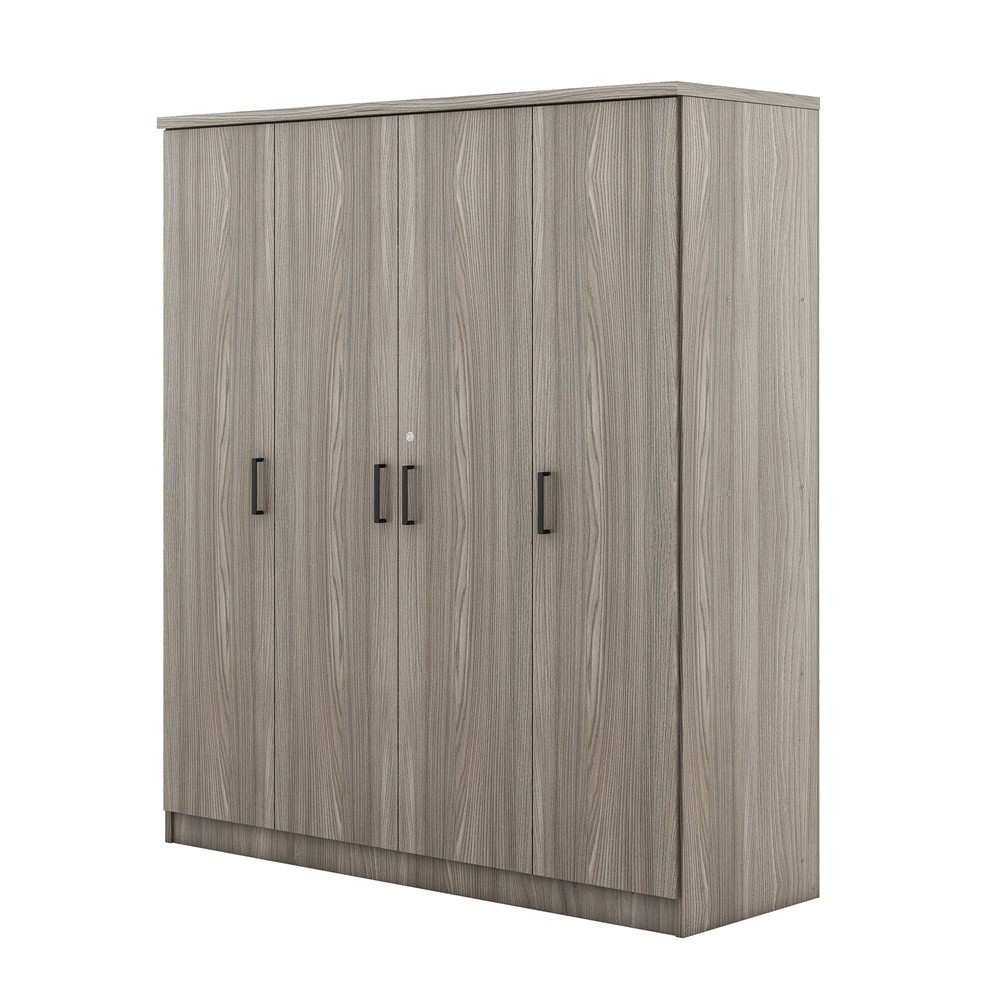 4 Doors Wardrobe Wood Armoire Closet Storage Cabinet Clothes Organizer w/ Drawer