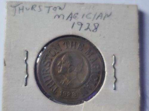 Original Antique 1928 Thurston The Magician Good Luck Charm Coin With Rare Box