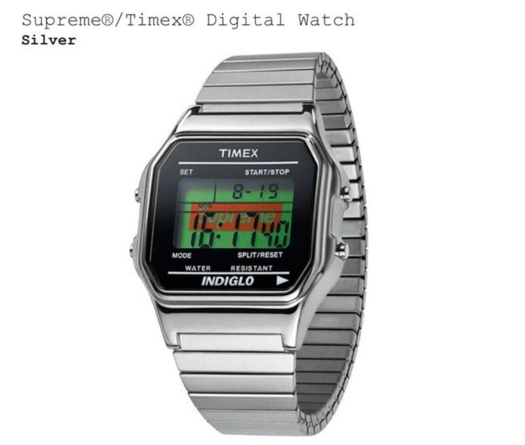 Supreme TIMEX Men's Watch Digital Square Silver w/Box | eBay