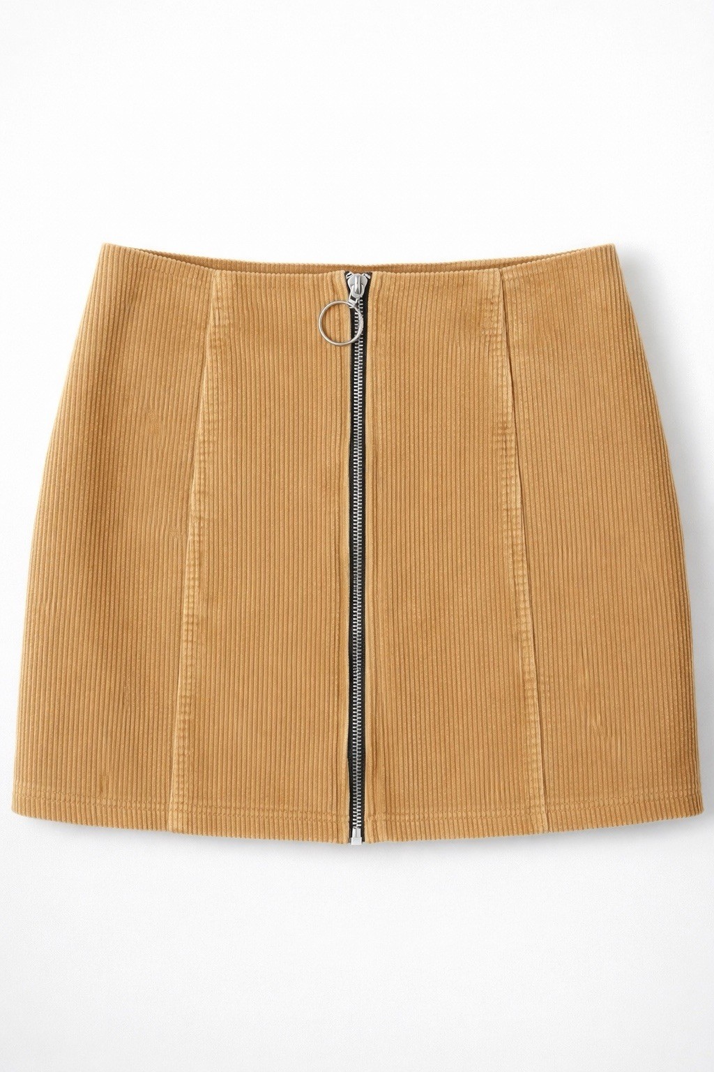 Chloe + Katie Corduroy Gold Tan Mini Skirt A Line Full Zip Womens Size L Y2K EUC