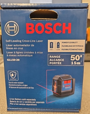 BOSCH GLL50-20 SELF-LEVELING CROSS-LINE LASER LEVEL *BRAND NEW NEVER USED*
