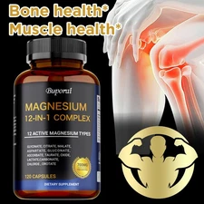 Magnesium 12-in-1 Complex - Glycinate Citrate Malate for Sleep, Stress Relief 