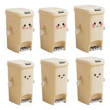 Cubo de basura cremoso para el hogar con pedal de mano y pie, gran capacidad para cubo de basura
