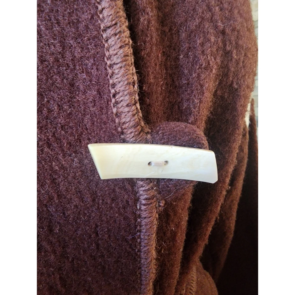 Manta de lana Western Mantessa vintage años 70 envolvente plumero capucha cinturón marrón rayas Foto 4 de 4