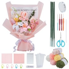 12pcs/Set Crochet Flower Bouquet Kit Handmade Crochet Sunflower Set Artificia...