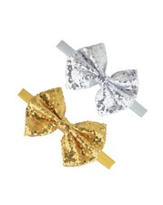 Baby Christmas Headband Bow Red Green Glitter Sequins Hair Band Set-B