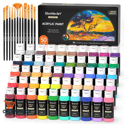 Acrylfarben Set 50 Farben 60ml Wasserfest für Kunst