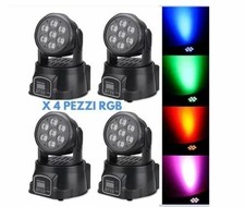 X 4 PROIETTORI LED RGB TESTA MOBILE ROTANTE EFFETTI DISCO DISCOTECA  LED LUCE