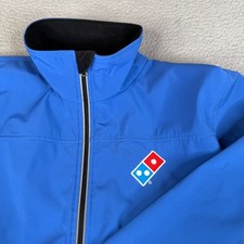 Domino’s Gear Pizza Jacket Men L Blue Embroidered Employee Uniform Reflective