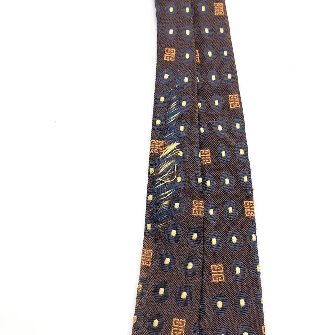 GIVENCHY Necktie 4G Dot Pattern Brown Glossy Used - image 10