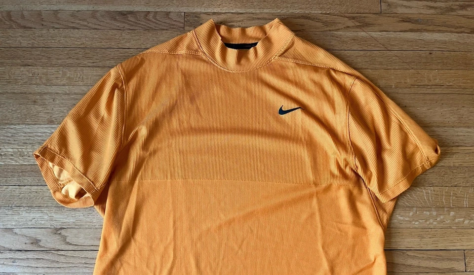 Tiger Woods Nike Collection Dri-Fit Golf Training Top Mens L EUC Orange  - Image 3 of 4