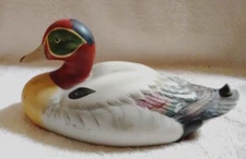  Decorative Crafts, Inc. Vintage Ceramic Hand-Painted Teal Duck Figurine/Decoy