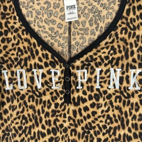 Victoria&rsquo;s Secret PINK Leopard One-Piece Pajamas Women&rsquo;s Small Butt Flap Pjs